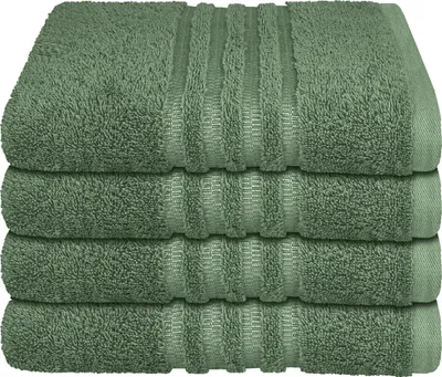 Produktbild von Schiesser Frottier Handtuch Milano im 4er Set | 100% Baumwolle aus nachhaltiger Produktion | weich, saugstark, farbecht | 50x100cm | Dunkelgrün