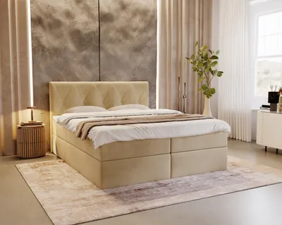 Produktbild von MYSEN Boxspringbett 180x200 Sona mit Bonell-Matratze Komplett-Set Design Royal Lion Braun