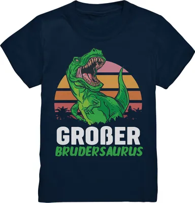 Produktbild von Dino T-Rex Großer Bruder T-Shirt – Navy / 122/128 (7-8)