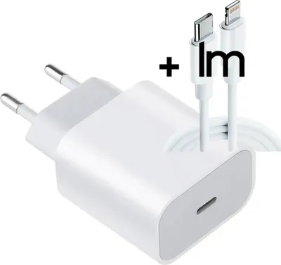 Produktbild von iPhone 12 13 14 Pro Max Schnell Ladegerät 20W Charger Netzteil USB C Power Adapter + 1m USB‑C auf Lightning Ladekabel Set für Apple, Samsung