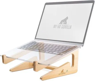 Immagine prodotto di Supporto per laptop in bambù Unyqoos®: supporto ergonomico e universale per laptop da 10 a 15 pollici, che offre una migliore ventilazione, piedini antiscivolo e la possibilità di essere utilizzato in verticale