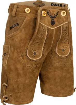 Produktbild von PAULGOS Kinder Trachten Lederhose Kurz - KK2 - Echtes Leder - Größe 86 - 164