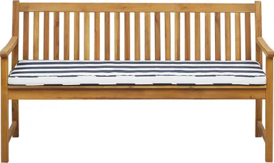 Produktbild von BELIANI Gartenbank mit Auflage Marineblau Akazienholz 160 cm Landhaus Stil Gartenausstattung Balkon Terrasse Garten