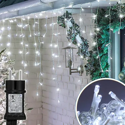 Obrázok produktu pre Bettizia 10M 200LEDs ľadový dážď rozprávkové svetlá studená biela, okenné svetelné závesy s 8 režimami IP44 vodotesné, vianočné osvetlenie party balkón záhradné dekorácie