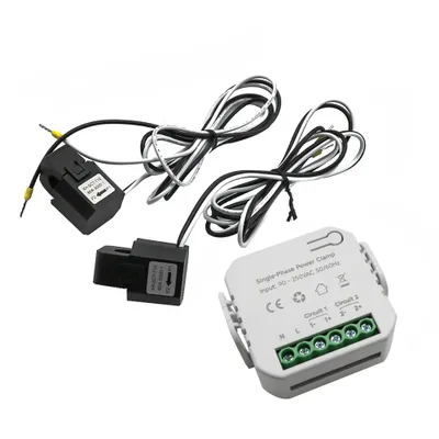 Produktbild von 80 A intelligenter bidirektionaler WLAN-Energiemonitor mit 2 Stueck 80 A CT-Stromwandlerklemmen, Sensoren, Echtzeit-App und Sprachassistent, Fernbedienung, KWh-Stromverbrauchsmonitor, Messgeraet