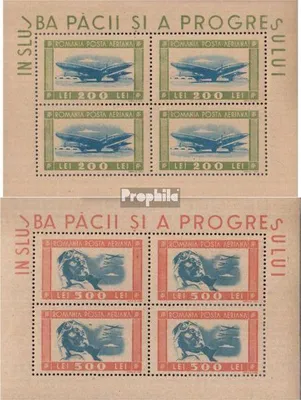 Produktbild von Briefmarken Rumänien 1946 Mi 998Klb-999Klb Kleinbogen (kompl.Ausg.) postfrisch Flugzeuge