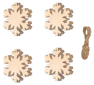 20 Holz-Weihnachtsanhänger Schneeflocke, 8 cm, zum Basteln