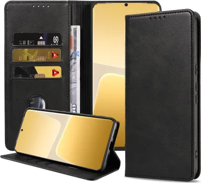 Produktbild von Smartphonica Handytasche passend für Xiaomi 13 Pro Kunstlederhülle mit Magnetverschluss und Kartenhalter Buchhülle mit Klappe - Schwarz