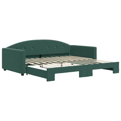 Produktbild von vidaXL Tagesbett Ausziehbar Dunkelgrün 100x200 cm Samt