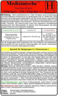 Obrázek produktu pro Blutgruppen - Diät 0. Med. Taschen-Kte.