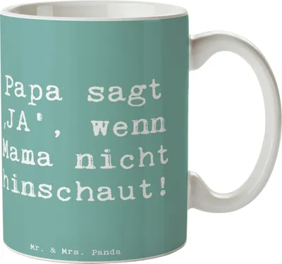 Produktbild von Mr. & Mrs. Panda Tasse Spruch Vater Geheimhaltung - Meeresbrise - Geschenk, herzerwärmende Sprüche, Familienbande, Pott, Kaffeetasse, Geschenke, Familienmitglieder, Humor