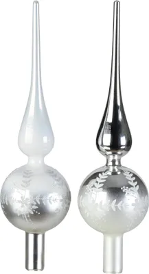 Produktbild von Christbaumspitze Glas Ornamente 31cm 1 Stück sortiert Silber / Weiß