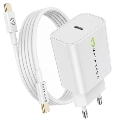 Produktbild von Mayaxess, 20W Netzteil für iPhone 16 Pro Max + USB-C Kabel 1m, Weiß