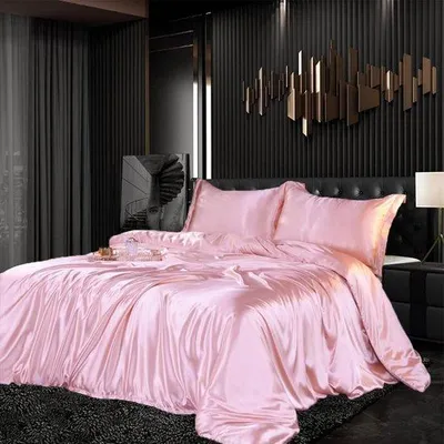 Produktbild von Einzelbett-Set, glanzend, 135 x 200 cm, 2-teilig, rosa, seidig, glänzend, gleichmäßig, Bettwäsche-Set, Seide, glatt, s Bettwäsche-Set