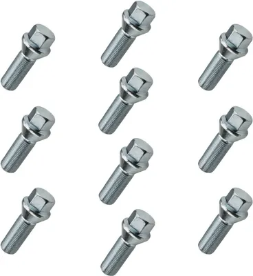 Obrázok produktu pre 10x kolesová skrutka M15x1,25, dĺžka závitu: 28 mm, kužeľový golier, SW17