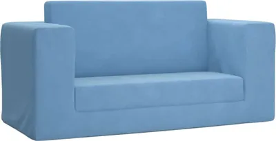 Produktbild von vidaXL Kinder-Schlafsofa 2-Sitzer Blau Weicher Plüsch