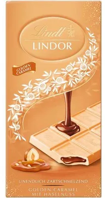 Image de Tablette Lindt Lindor Golden Caramel particulièrement crémeuse, paquet de 100 g