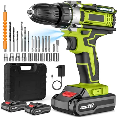 Image de Perceuse-visseuse sans fil - 1350 tr/min - 2 vitesses - 2 batteries - Idéale pour les bricoleurs