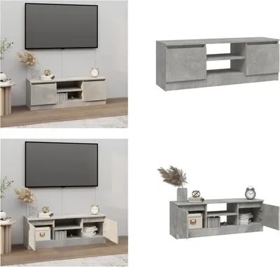 Zdjęcie produktu dla vidaXL Szafka TV z drzwiczkami betonowa szara 102x30x36 cm - Szafka TV z drzwiczkami - Szafki TV z drzwiczkami - Szafka TV - Stojak TV