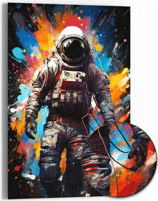 Produktbild von DEQORI Hybrid Leinwand Bild 60x90 cm 'Galaktische Visionen' Wandbild Glas flach modern
