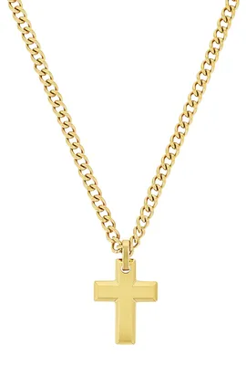 Produktbild von s.Oliver Halskette Edelstahl Herren Halsschmuck, 50 cm, Gold, Kreuz, Kommt in Sc