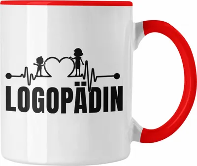 Produktbild von Trendation - Logopädin Herzschlag Tasse Geschenk Logopädie Logopäde (Rot)