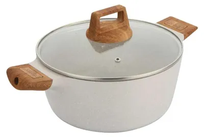 A studio shot of a pot with a lid.