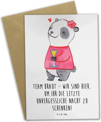 Produktbild von Mr. & Mrs. Panda Glückwunschkarte Junggesellinnenabschied Team Braut - Weiß - Geschenk, Freude, hochzeitskarten, Geschenke, einladungskarten, weihnachtskarten, Dekoration