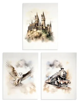 Productafbeelding van Set van 3 Magische Aquarel Posters 30x20 cm voor Wanddecoratie