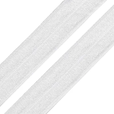 1m Einfassband 20mm hochelastisch gefalzt Meterware Faltgummi weiß glänzend