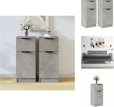 Immagine prodotto di vidaXL Credenze 2 pz. Grigio cemento 30x30x70 cm materiale a base di legno - Credenze