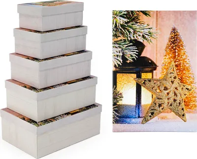 Produktbild von Geschenkkarton Set mit 5 verschiedenen Größen Weihnachtsmotiv