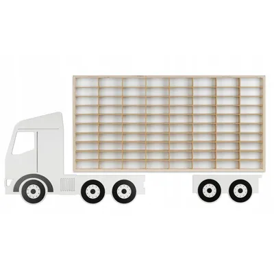 Produktbild von ArtTwist Modellauto Vitrine - Sammlervitrine Holz  zu 80 Fächen - Organisation Schaukasten für Autos Hängend 78,5cm x 40cm x 4cm - Setzkasten Holz für Wanddeko und Organisation (LKW 003BL)