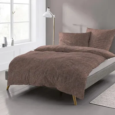 Produktbild von Irisette Flausch-Baumwolle Bettwäsche Samt Northampton 155x220 cm + 80x80 cm schoko