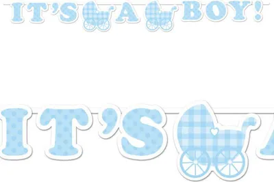 Produktbild von It's a Boy Baby Girlande am Satinband Blau