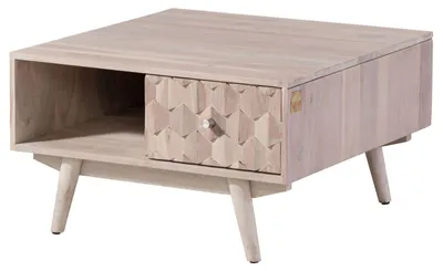 Produktbild von MASSIVMOEBEL24.DE Couchtisch Akazie 70x70x40 weiß lackiert MOSAYK #217