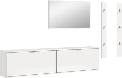 Produktbild von ProjektX Garderobenmöbel Set 4 Teile weiß Hochglanz.