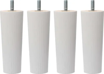 Immagine prodotto di Natural Goods Berlin FUSION Legs, gambe per mobili in legno massiccio, gambe per letti, divani e armadi, bianco, 12 cm, 4 pezzi