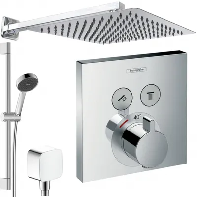 Produktbild von Hansgrohe und Jowi Unterputz Duschsystem ShowerSelect Thermostat Duscharmatur, mit 650mm Brausestange, Regendusche, OHNE iBox