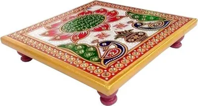 Produktbild von Marmeren Dekoraschale - Traditionell Geschildert - 15x15x2.5 cm - Vielfarbig
