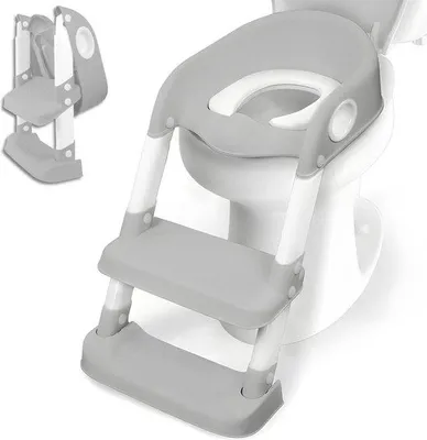 Productafbeelding van Kinder toiletbril, verstelbaar, inklapbaar, antislip, grijs/wit