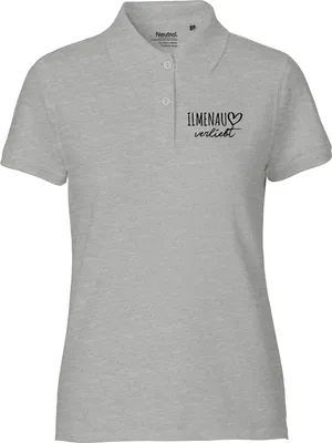 Produktbild von Huuraa Damen Polo Shirt Ilmenau verliebt XL Sport Grey Bio Baumwolle Fairtrade Poloshirt Geschenkidee