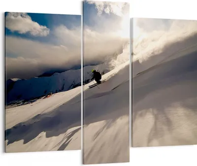 Produktbild von Bild auf Leinwand - Leinwandbild - Berge Ski Winter - 95x80cm - Wand Bild - Wanddeko - Wandbilder - Leinwanddruck - Bilder - Kunstdruck - Wanddekoration - Leinwand bilder - Wandkunst - CB95x80-0511