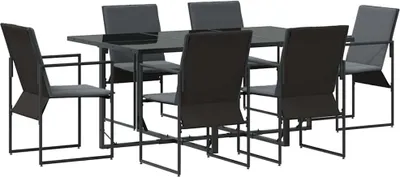 Image de vidaXL Ensemble de jardin 7 pcs noir acier