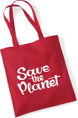 Produktbild von Huuraa Jutebeutel Save the Planet Schriftzug 10 Liter Classic Red Baumwolle Tasche Geschenkidee