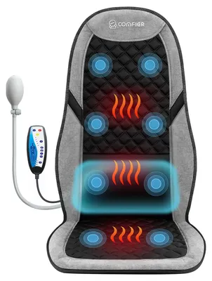 Produktbild von COMFIER Massagematte mit Wärme & innovativer einstellbarer Lendenstütze, Vibrations-Massagesitzauflage, Rückenmassagegerät zur Linderung