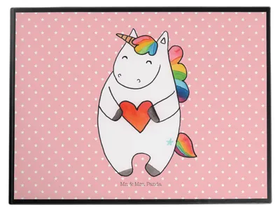 Produktbild von Mr. & Mrs. Panda schreibtischunterlage Einhorn Herz - Rot Pastell - Geschenk, Bunt, tischauflagen, Einhörner, schreibtischunterlagen, Unterlage Schreibtisch, Unicorn