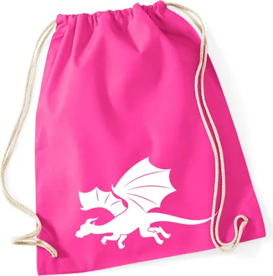 Produktbild von Huuraa Turnbeutel Drache Silhouette 12 Liter Fuchsia Baumwolle Rucksack Geschenkidee