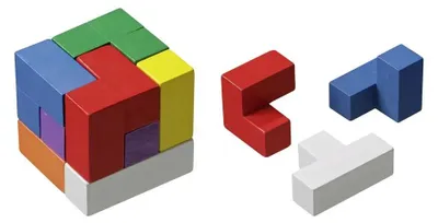 Produktbild von Soma Würfel aus Holz, buntes 3D-Puzzle ab 6 Jahren