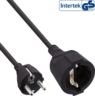 Image de InLine® 16400 Rallonge électrique InLine® contact de protection prise / prise femelle, noir, 1m